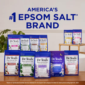 Dr Teal's four-pack box display, emphasizes value and convenient refill supply