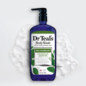 Dr Teal's four-pack arrangement emphasizing bulk value and consistent supply