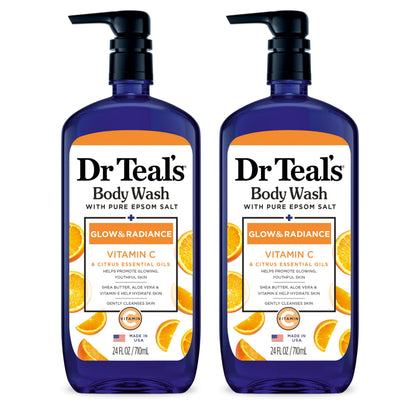 Dr Teal's front label view showing 24oz bottle and uplifting citrus scent benefits