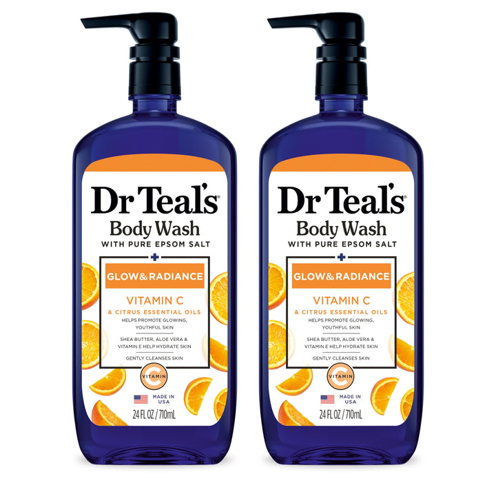 Dr Teal's front label view showing 24oz bottle and uplifting citrus scent benefits