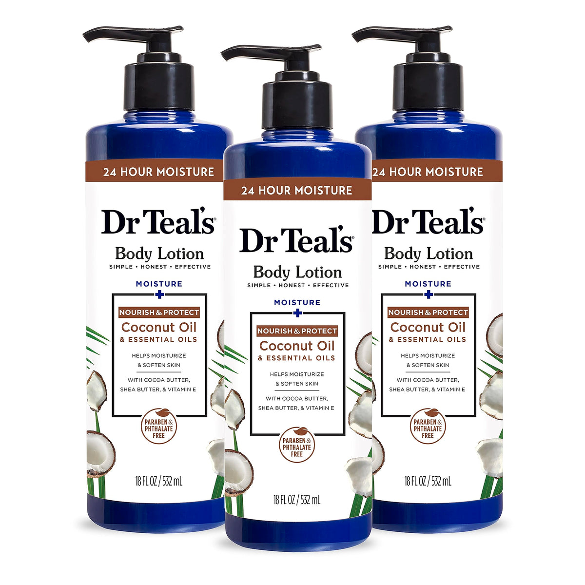 Dr Teal's front label showing product name and size for quick identification and value