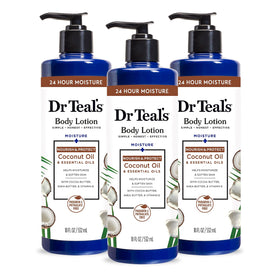 Dr Teal's front label showing product name and size for quick identification and value