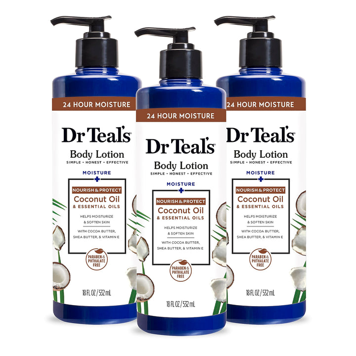 Dr Teal's front label showing product name and size for quick identification and value