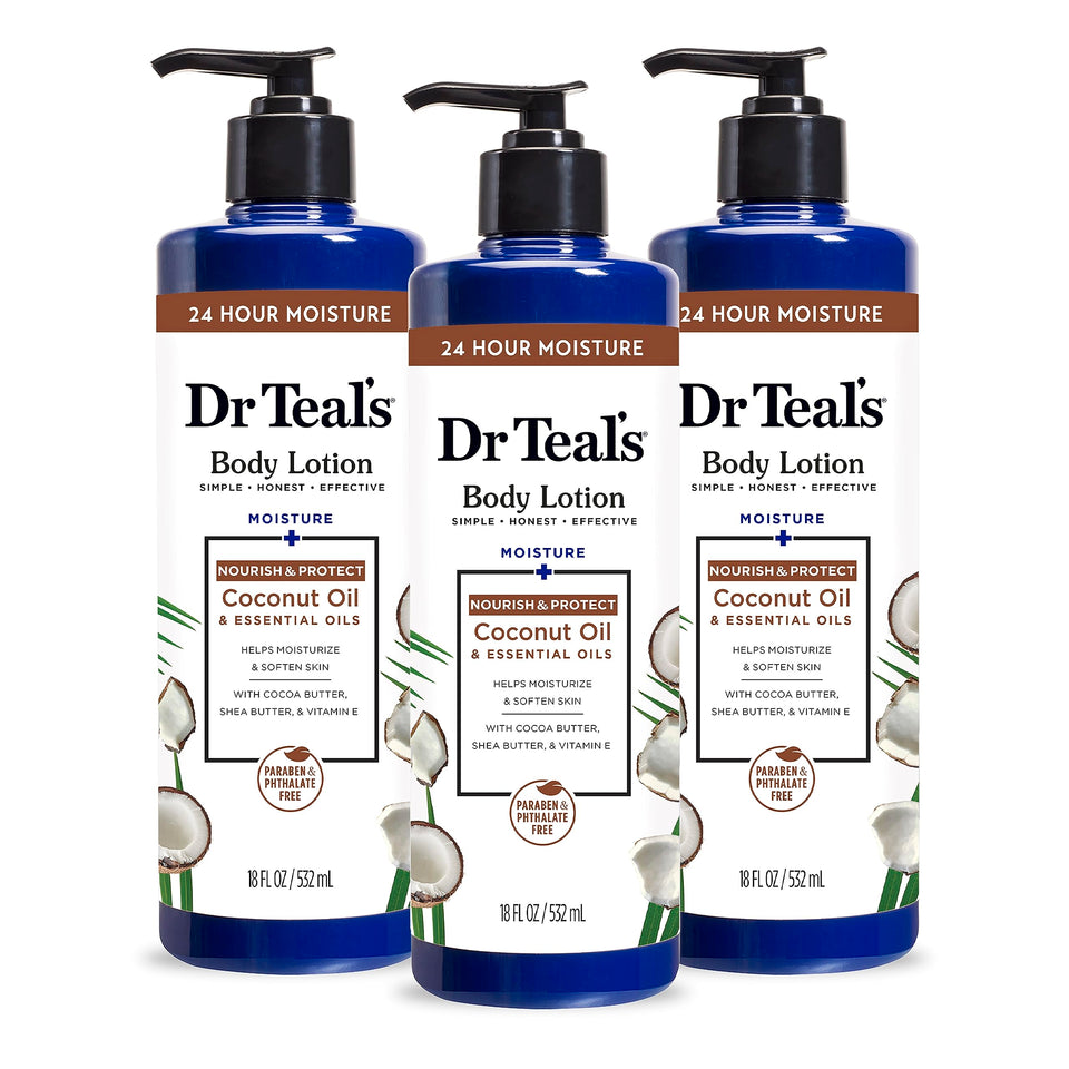Dr Teal's front label showing product name and size for quick identification and value