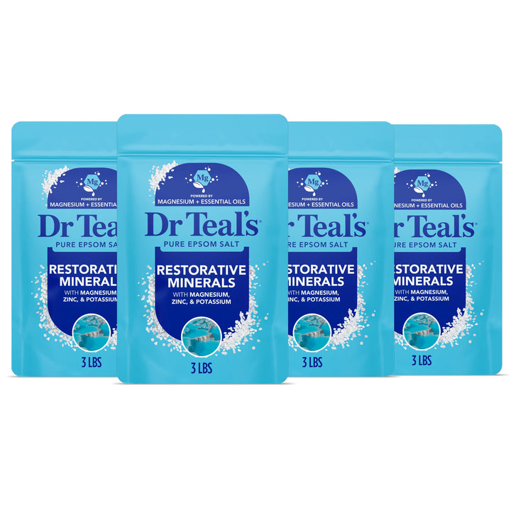 Dr Teal's front label showing restorative minerals and benefits