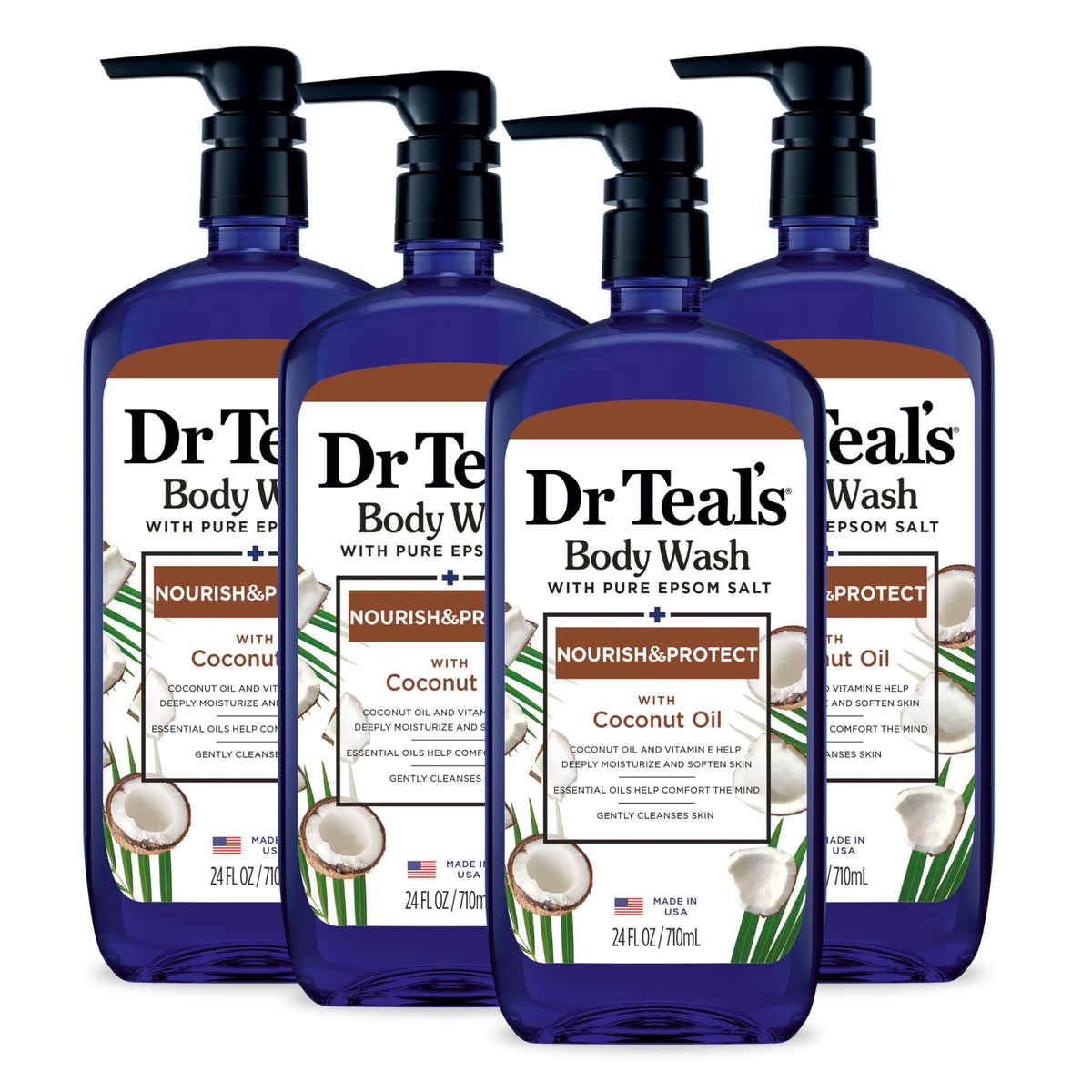 Dr Teal's front packaging showing bottle and label for clear identification and trust