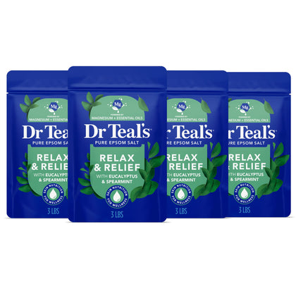 Dr Teal's front packaging showing eucalyptus-spearmint for calming baths