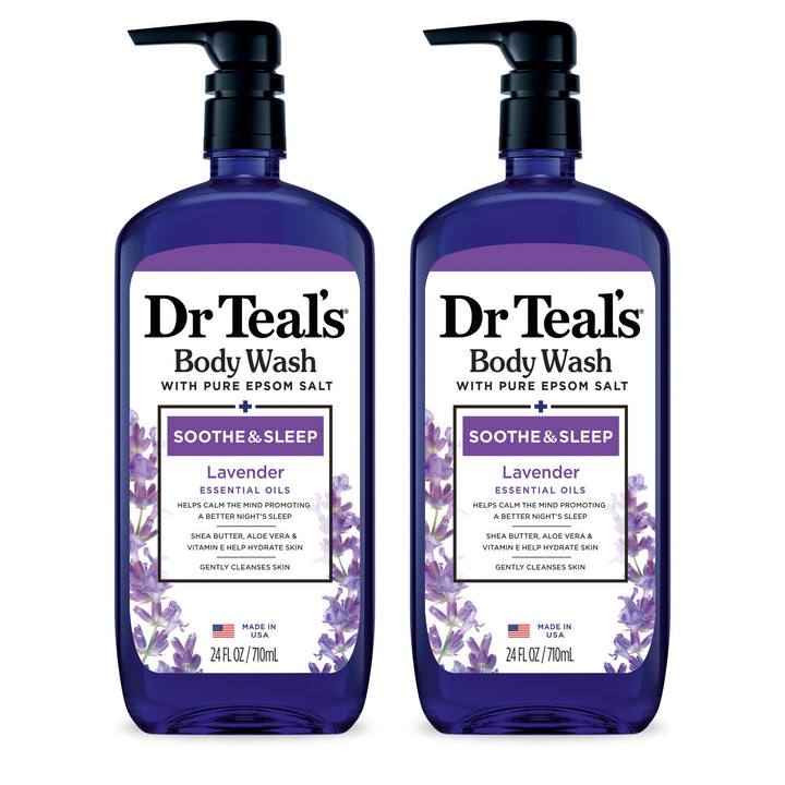 Dr Teal's front packaging showing product and calming lavender scent benefits