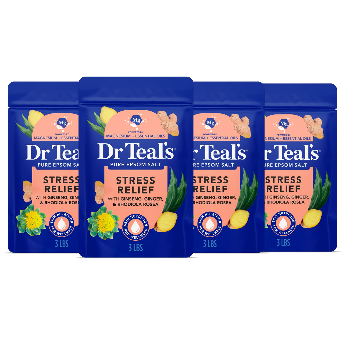 Dr Teal's front packaging showing stress relief blend and benefits