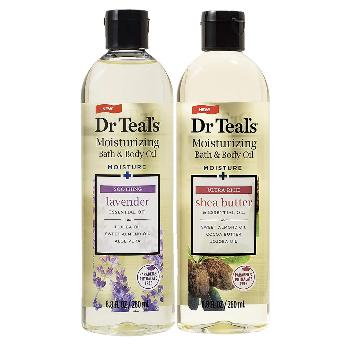 Dr Teal's front packaging showing both bottles and calm design for easy gifting