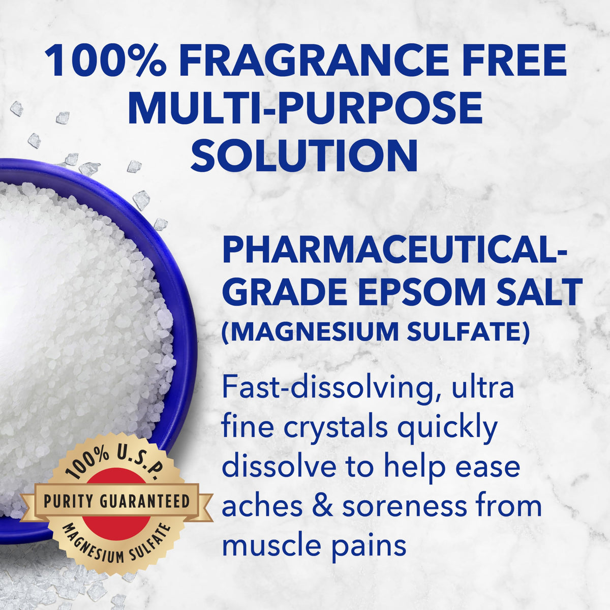 Hand scooping Dr Teal's salt for gardening use showing versatile application