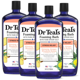 Dr Teal's bottle front packaging showing product and calming benefit