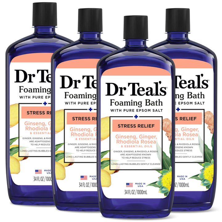 Dr Teal's bottle front packaging showing product and calming benefit