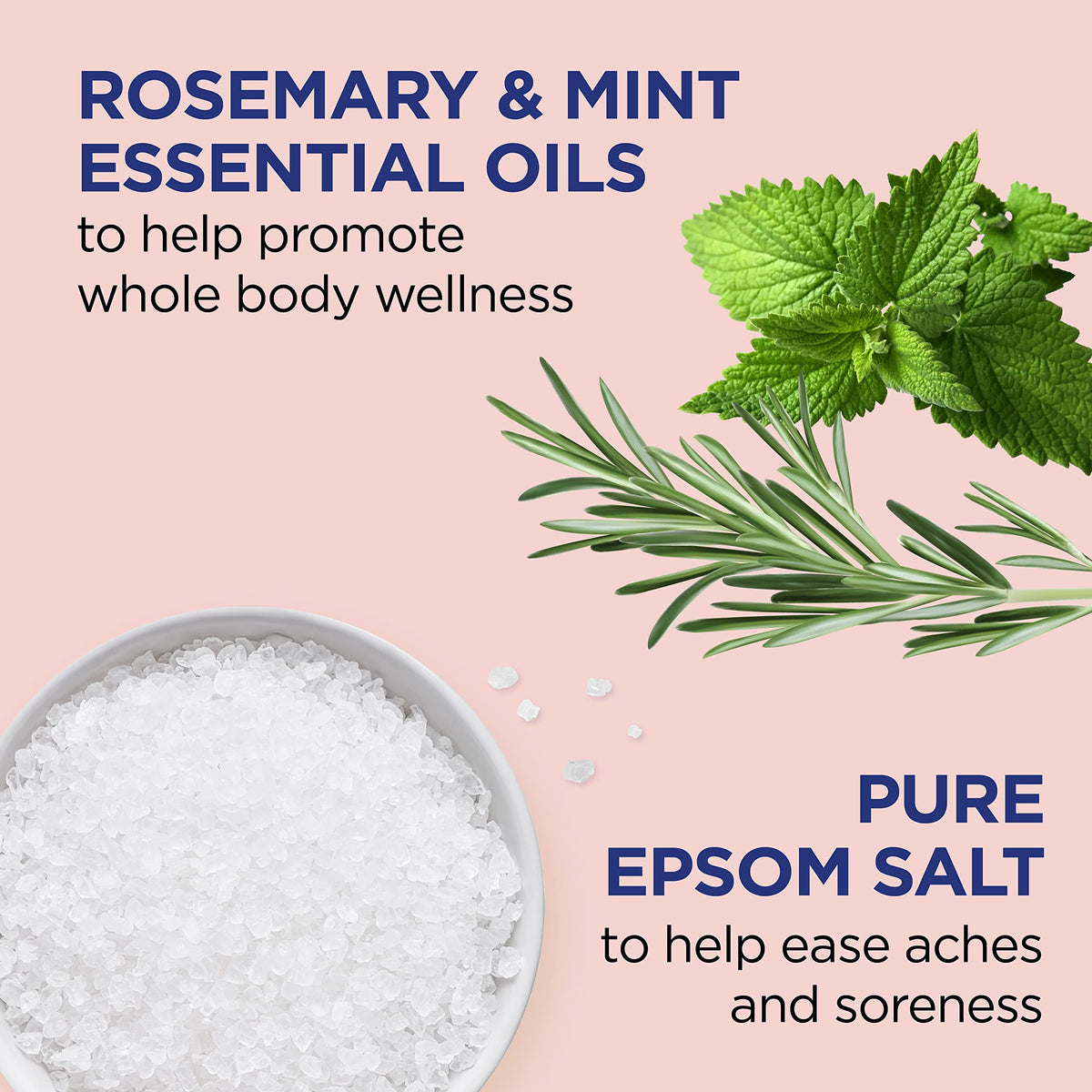 Dr Teal's salt granules texture detail, displays mineral clarity and quality