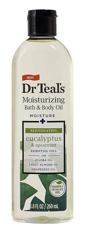 Dr Teal's oil applied on damp skin demonstrating quick hydration