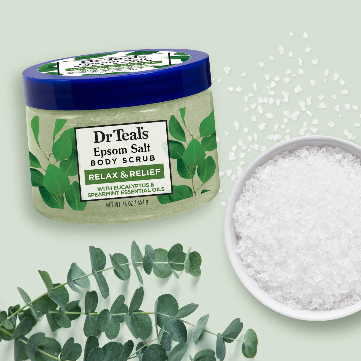 Dr Teal's label close-up highlighting natural ingredient benefits