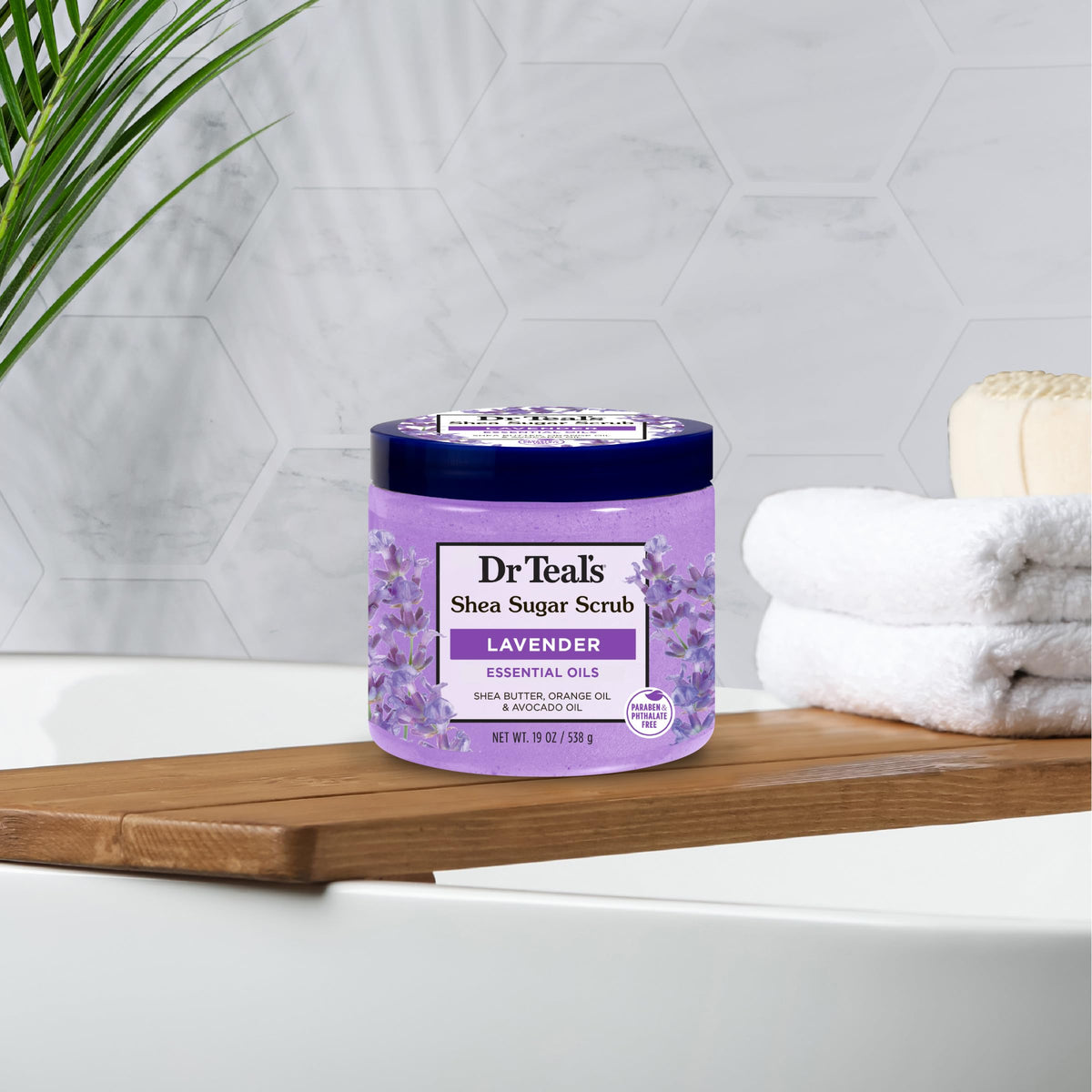 Dr Teal's ingredients label emphasizing shea, coconut, and avocado oils