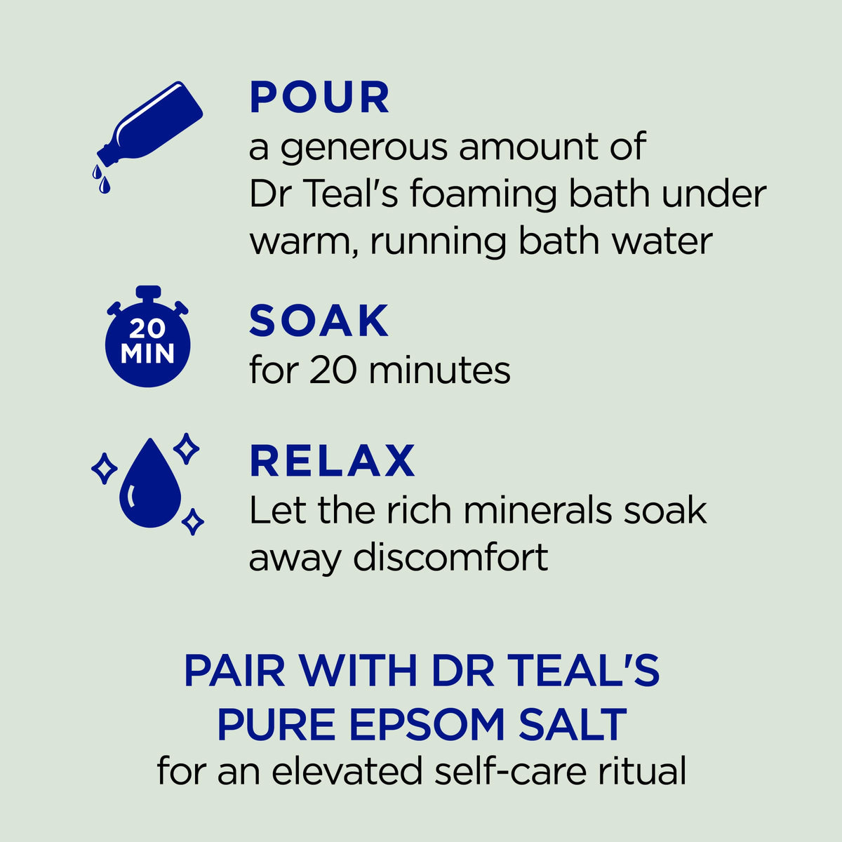 Dr Teal's label detail showing ingredient highlights including Pure Epsom Salt for transparency
