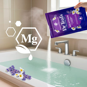 Dr Teal's product label close-up showing ingredients and claims