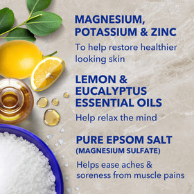 Dr Teal's ingredient label close-up highlighting mineral blend benefit