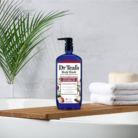 Dr Teal's label close-up highlighting ingredients and clean formula