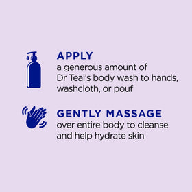 Dr Teal's lather in hand demonstrating gentle cleansing and hydration