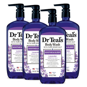 Dr Teal's front packaging showing 24 fl oz bottle and label benefits