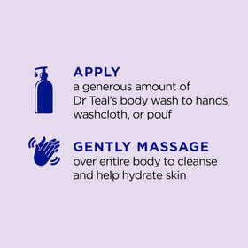 Dr Teal's creamy foam texture on hand demonstrating gentle lather