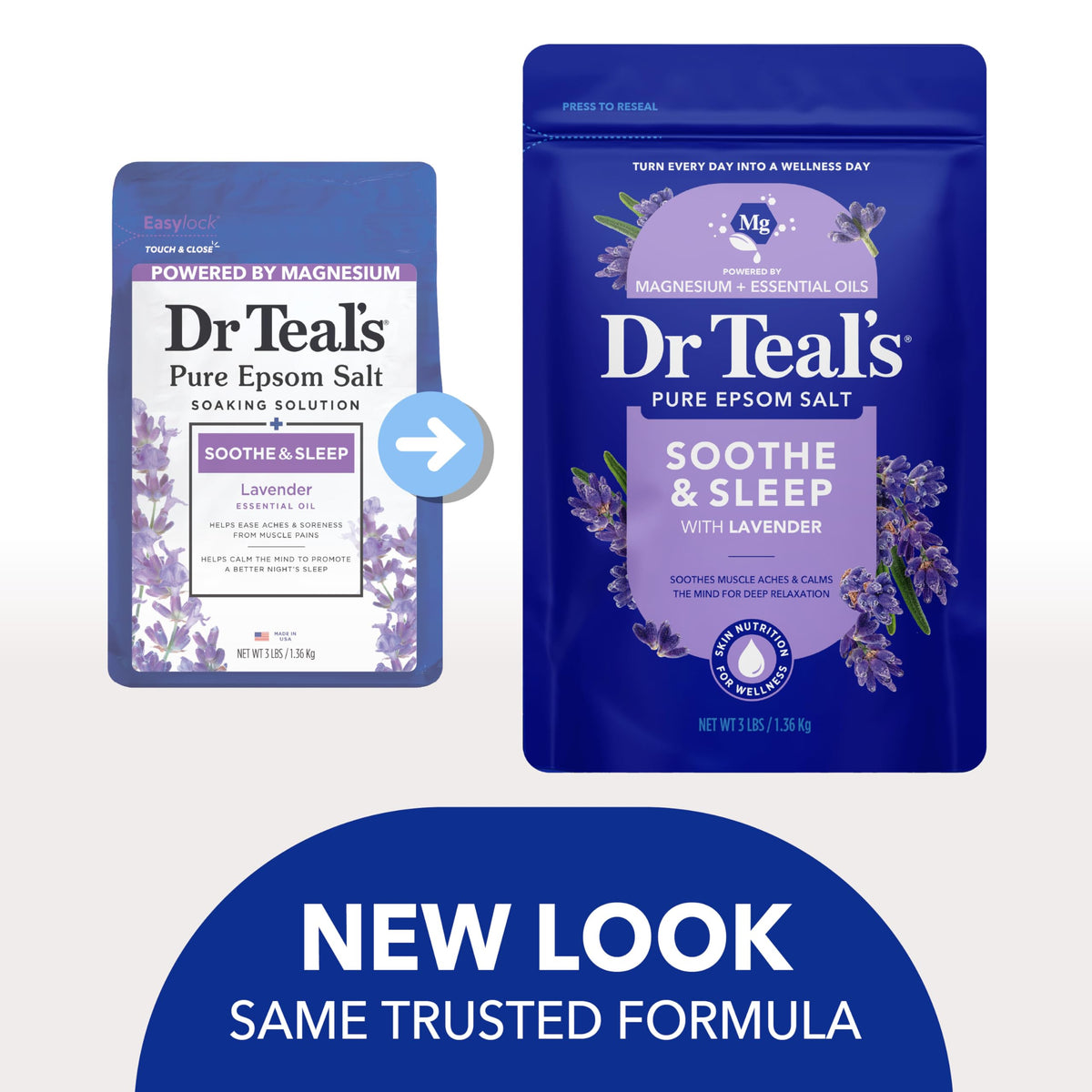 Close-up of Dr Teal's salt granules texture highlighting purity and easy dissolution