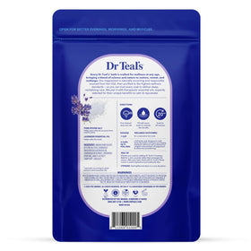 Dr Teal's tub open with lavender Epsom salt granules visible for quick scoop