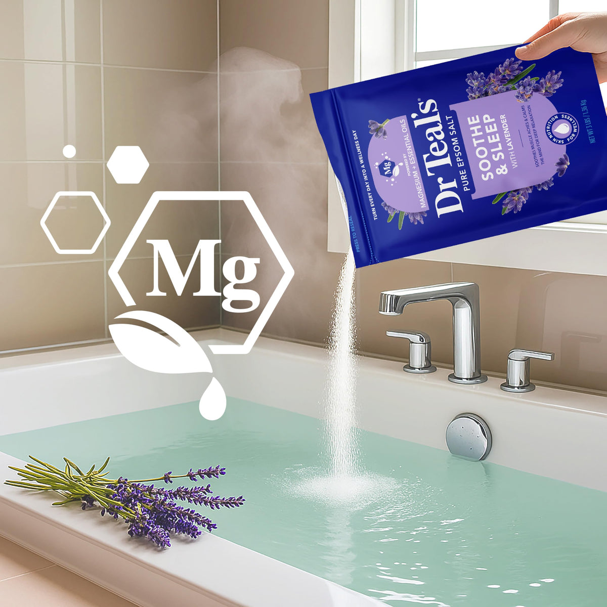 Dr Teal's salt mixed with body wash to show gentle exfoliant preparation and skin smoothing