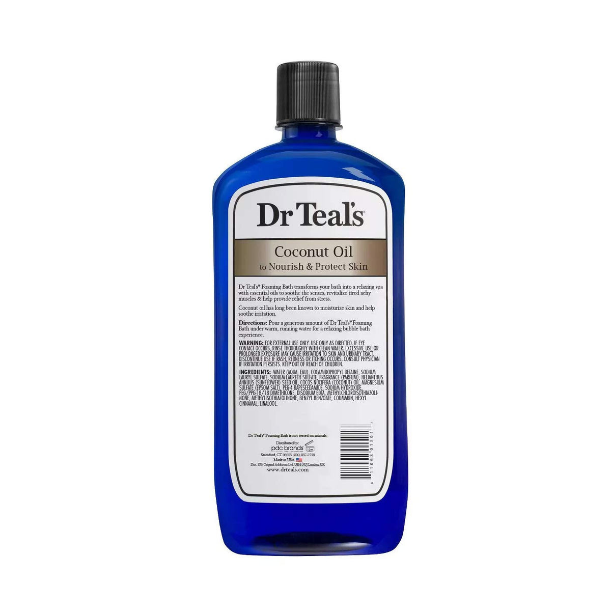 Dr Teal's bottles staged on bathtub edge for a relaxing at-home spa scene and calming benefit