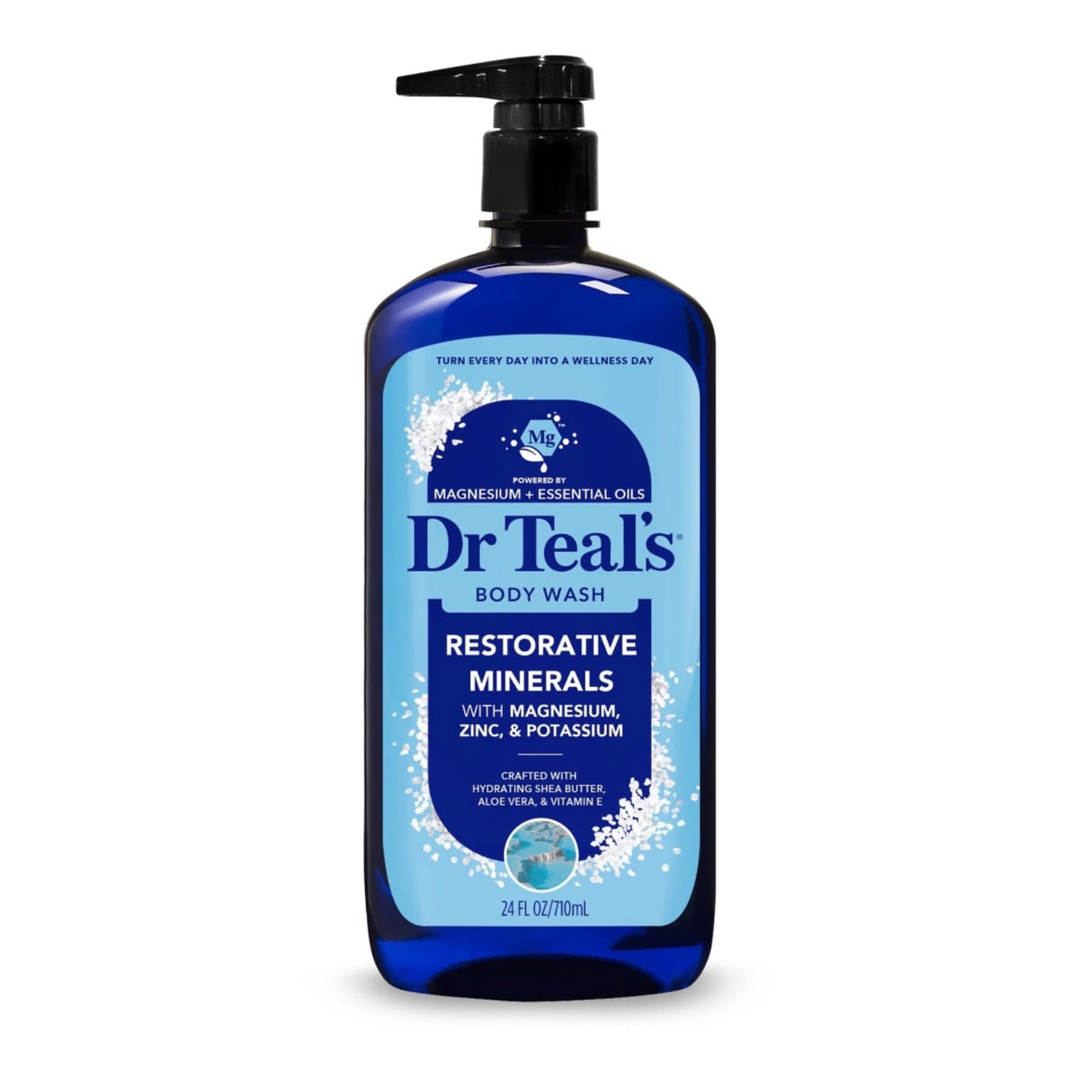 Dr Teal's product styled on bathroom shelf suggesting everyday self-care