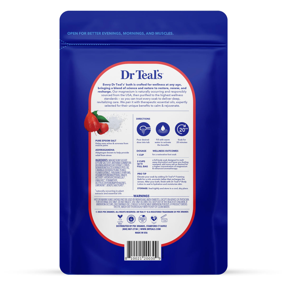 Dr Teal's open tub showing coarse salt texture and magnesium-rich granules