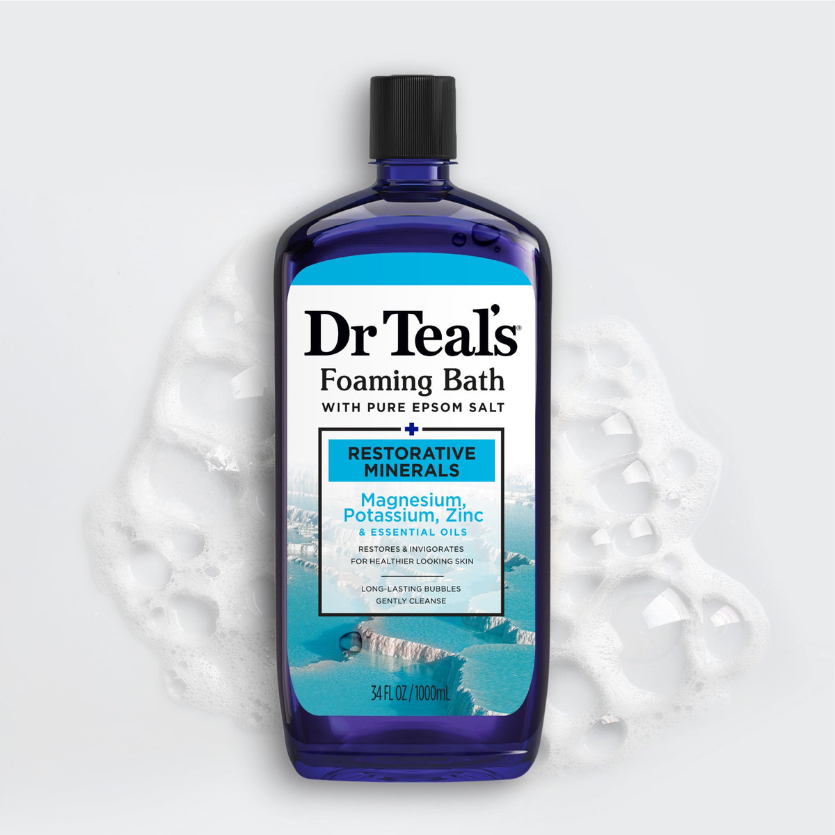 Pack of four Dr Teal's foaming bath bottles boxed for value