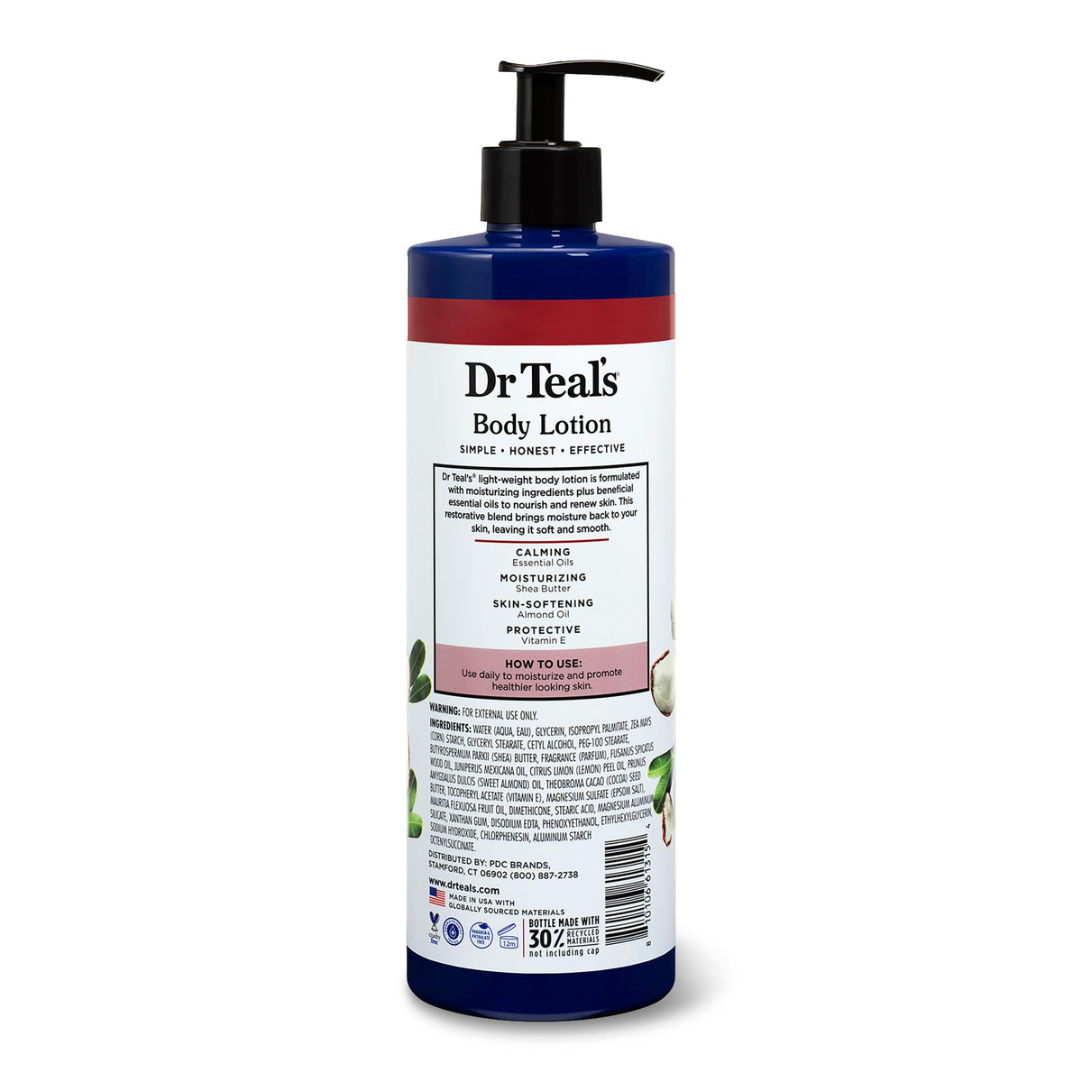 Dr Teal's back label close-up showing ingredient list and paraben-free benefit