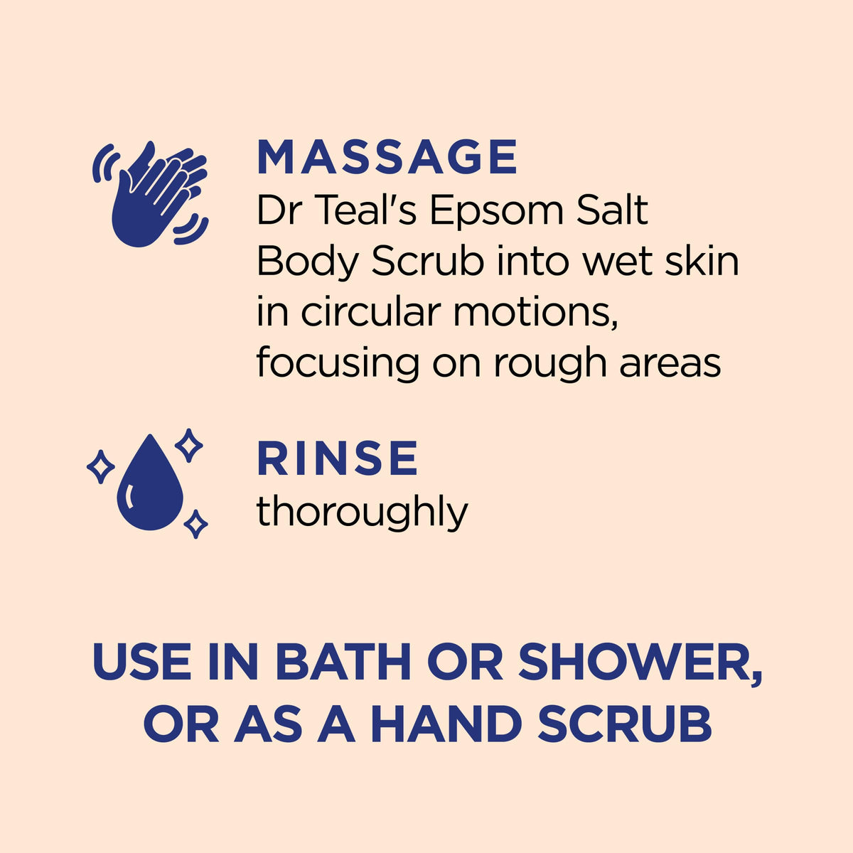 Dr Teal's scrub being poured onto hand for easy application benefit