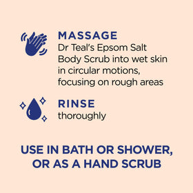 Dr Teal's scrub being poured onto hand for easy application benefit