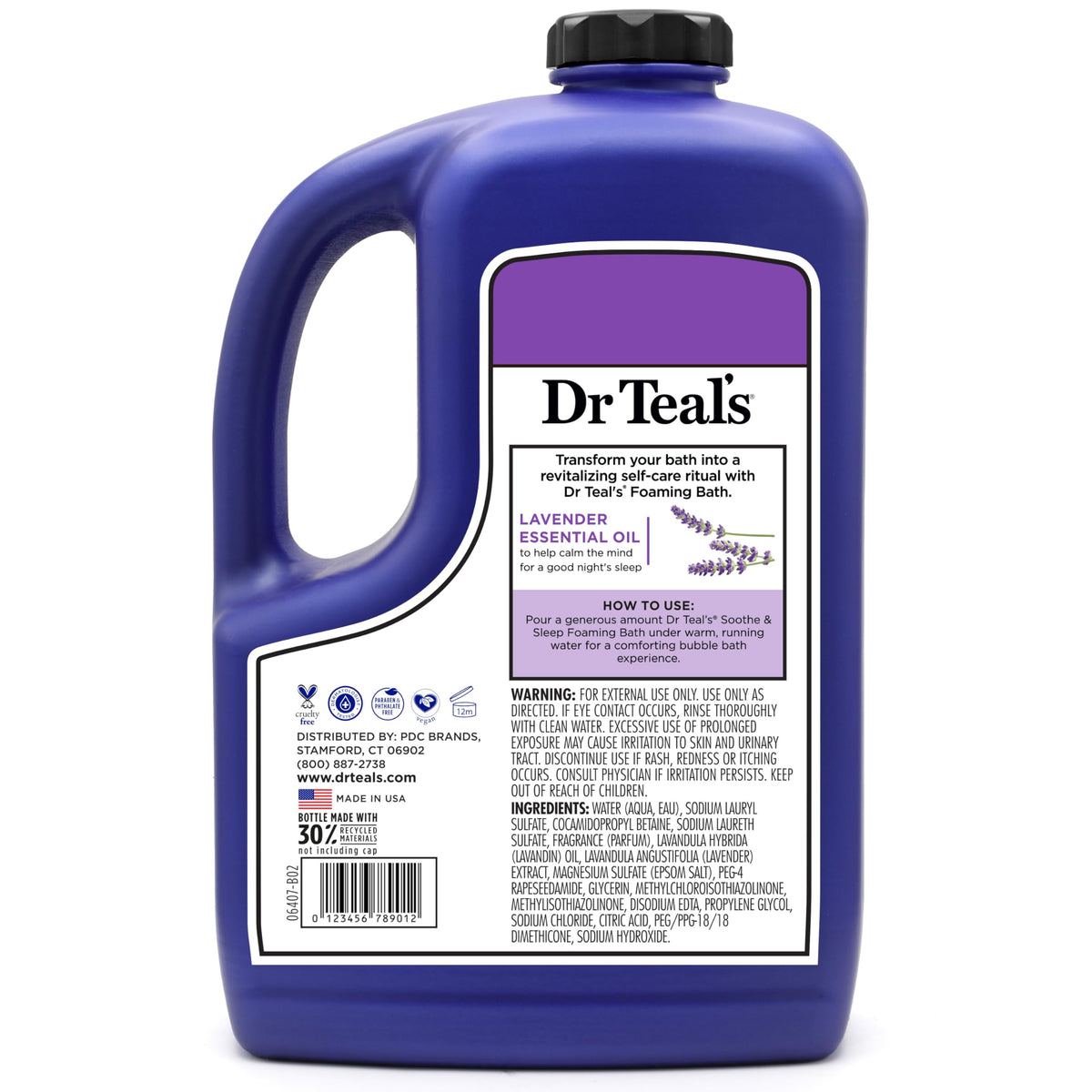 Dr Teal's foam poured into hand demonstrating lather and gentle cleanse