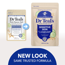 Dr Teal's pouring soak into bathwater illustrating easy dissolve