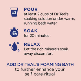 Dr Teal's pouring salt into bath, demonstrates quick dissolution and ritual