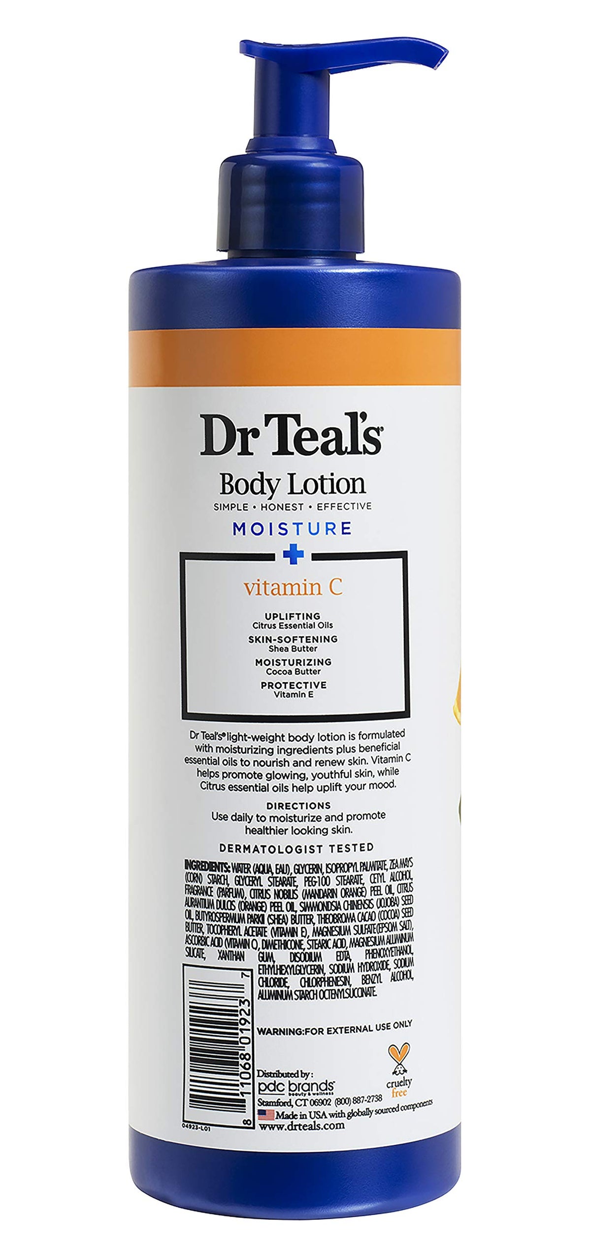 Dr Teal's pump dispensing lotion onto hands for easy daily use benefit