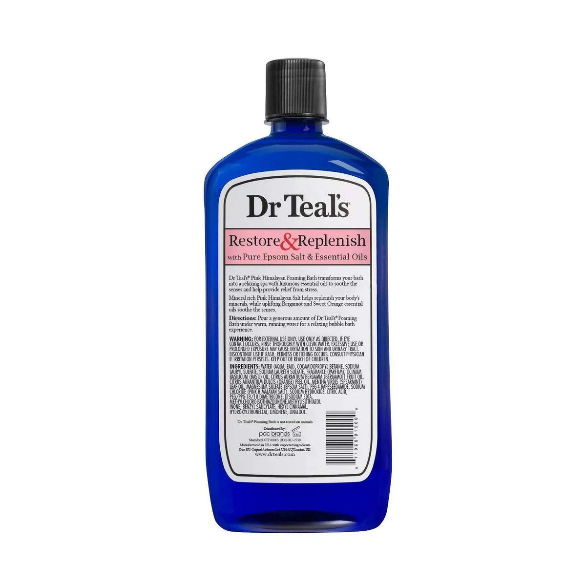 Dr Teal's close-up of pink Himalayan salt and foam texture demonstrating soothing minerals