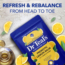 Dr Teal's salts dissolving in warm bath water to create a soothing soak