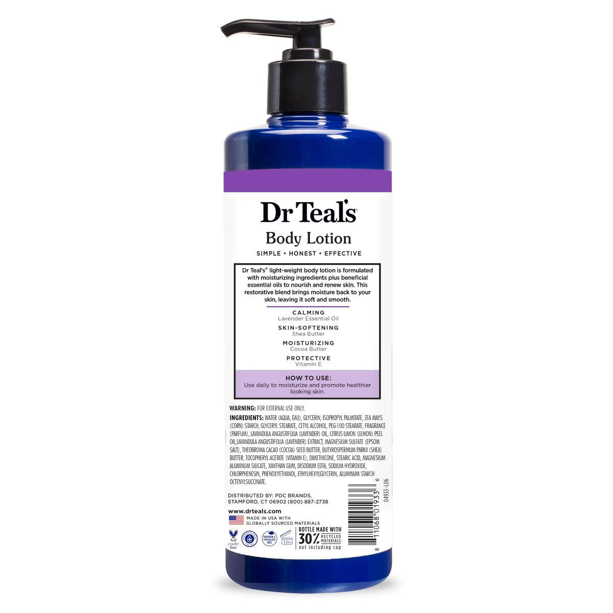 Dr Teal's hand next to bottle showing size and travel-friendly convenience benefit