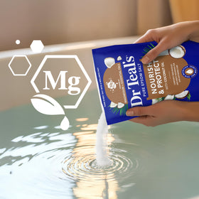 Dr Teal's salt mixed with body wash to show gentle scrub benefits
