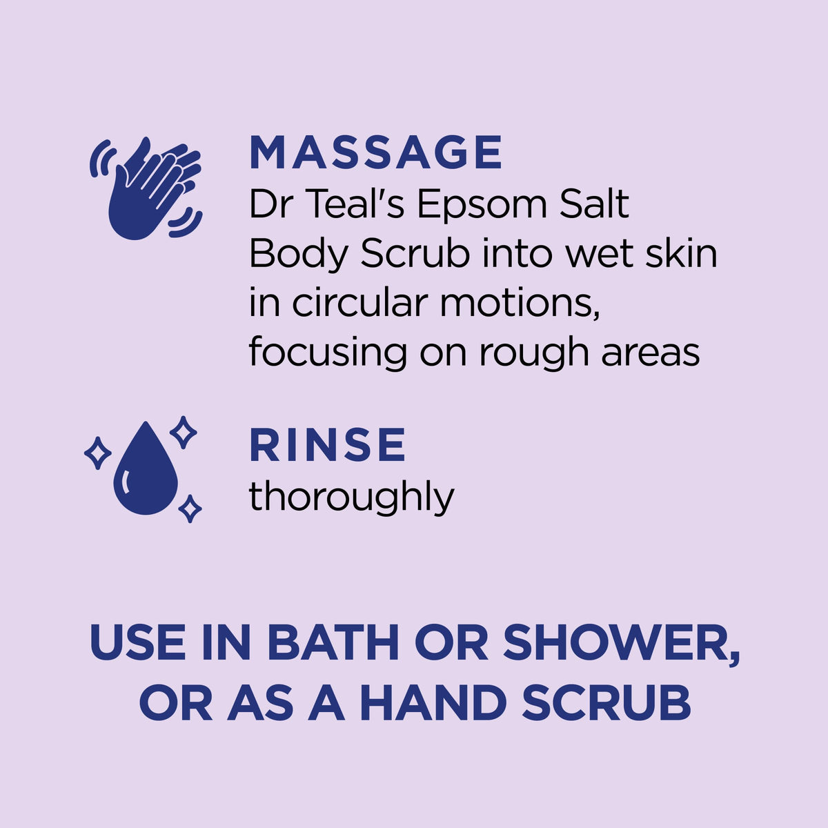 Dr Teal's scrub applied to arm in shower for smooth skin