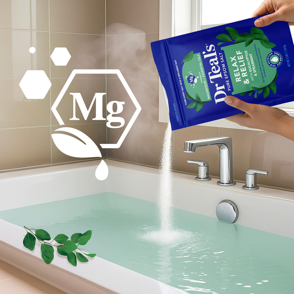Dr Teal's salt mixed with body wash to create an exfoliating scrub