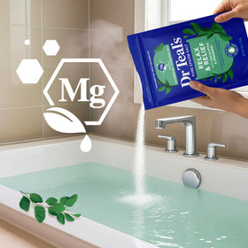 Dr Teal's salt mixed with body wash to create an exfoliating scrub