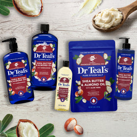 Dr Teal's label detail showing ingredient callouts and reassurance of clean formula